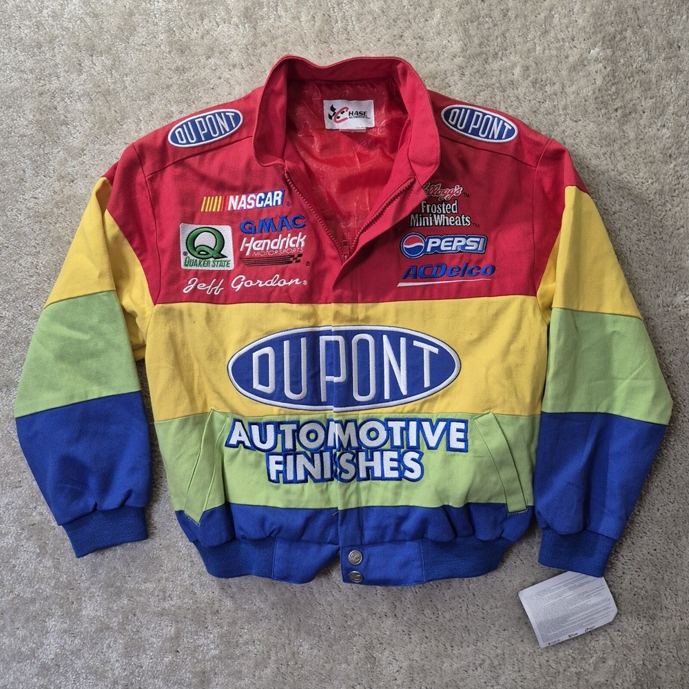 Vintage Jeff Gordon Racing Jacket Boys L Chase Rainbow Full Zip Embroidered New